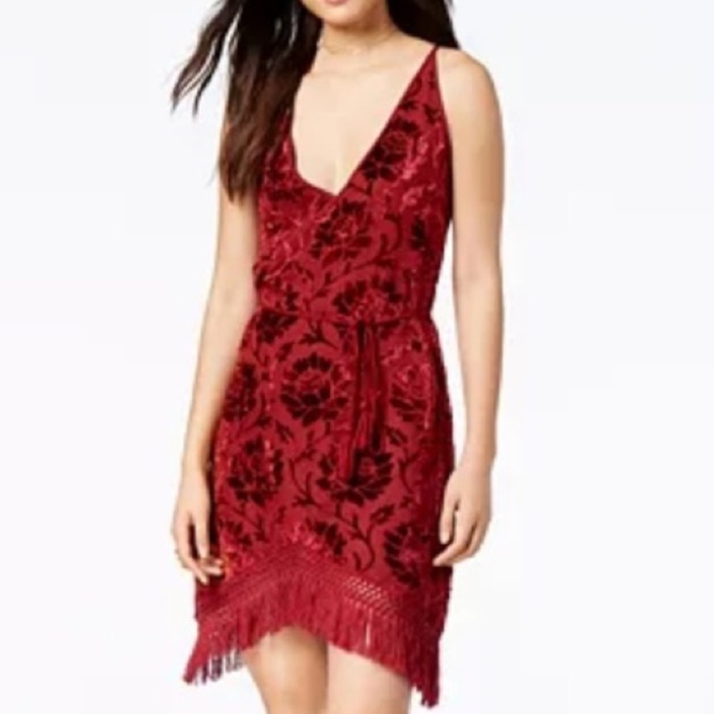 GLAM by Glamorous / Red Velvet and Fringe Dress